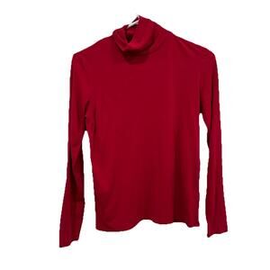 Eileen‎ Fisher Red Long Sleeve Turtleneck Top Xs XSmall